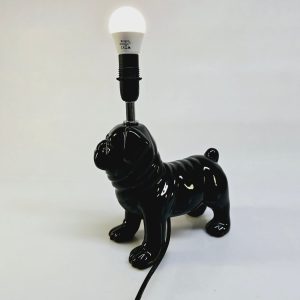 Unik svart bulldog-lampa – modern design för en lekfull inredning