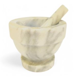 Klassisk mortel i massiv marmor – 13 cm