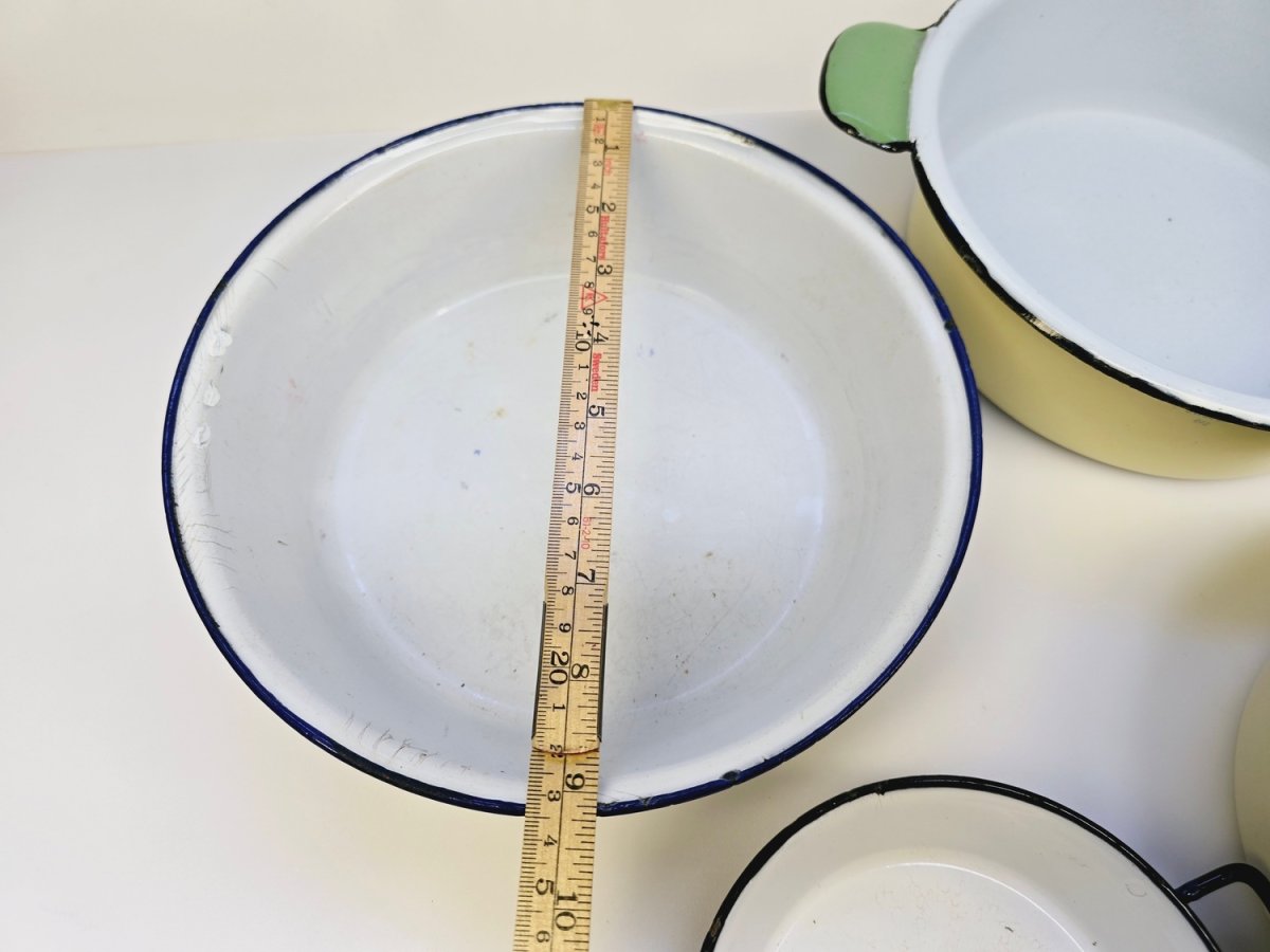 4 st emaljerade kärl från Kockums Sweden – vintage original i klassiska färger - Bild 7