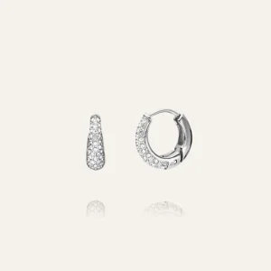 Pavé Precious Small Hoops Silver