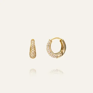 Pavé Precious Small Hoops Gold