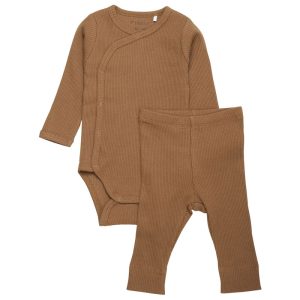 Prematurkläder Set Body Byxa 44 cl – Rostbrun