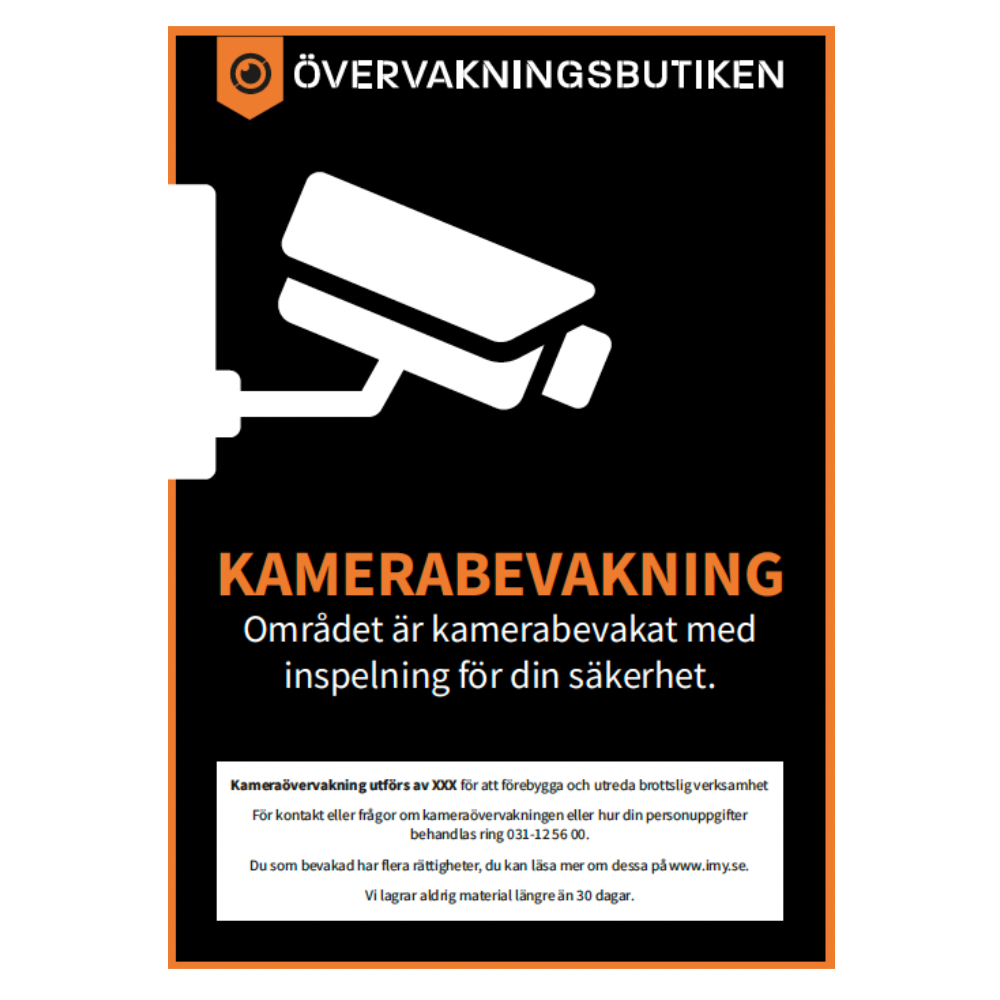 Anpassningsbar GDPR övervakningsdekal självhäftande i A5-format