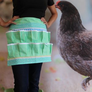 Äggförkläde grönt blått kantband