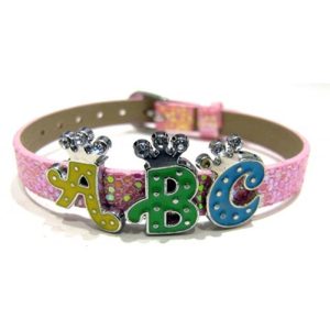 Armband Barn Med Bokstäver – Rosa Glitter