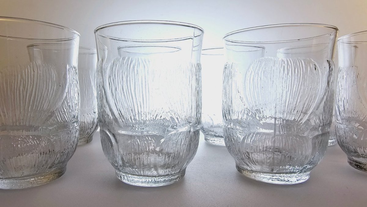 8 st strukturerade dricksglas – retroinspirerad reliefdesign - Bild 5