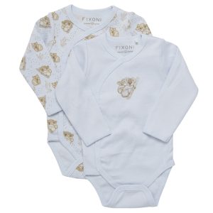 Omlottbody Baby Blå GOTS 2-pack Björnar 44-74 cl